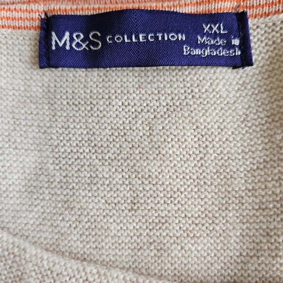 M&S Collection Sweater Womens XXL Beige Striped Reverse Knit LS Drawstings Boho - Picture 6 of 15